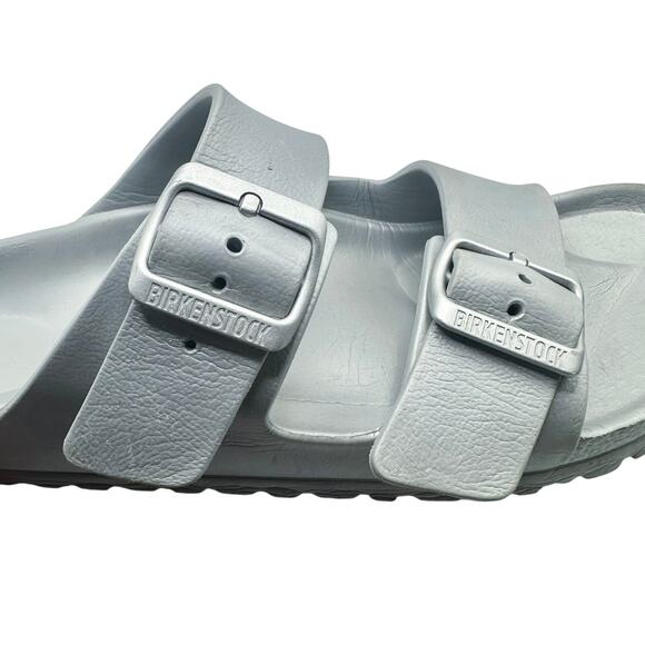 Birkenstock | Women | Arizona Essentials Metallic Silver Light Sandals | 9-9.5 - Picture 12 of 15